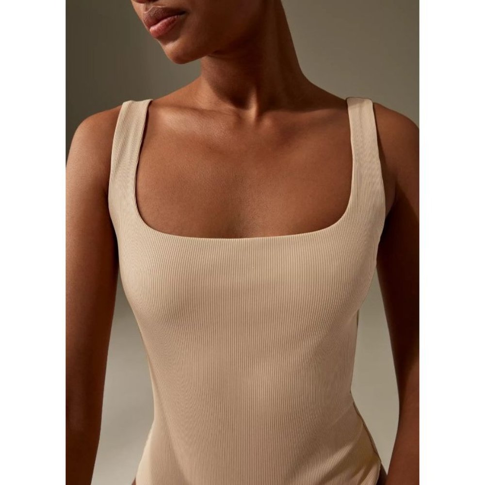 Aritzia Babaton Beige Contour rib square-neck thong bodysuit size XS - Picture 12 of 14